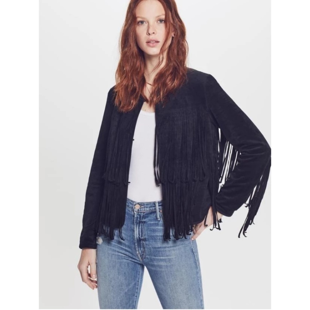 💕MOTHER💕 Welt Faux Suede Double Fringe Jacket